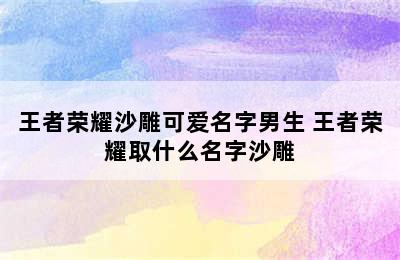 王者荣耀沙雕可爱名字男生 王者荣耀取什么名字沙雕